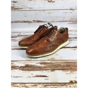 Mens Cole Haan Grand Wingtip Oxfords Shoes C26471 Woodbury/Ivory Sz 11.5
