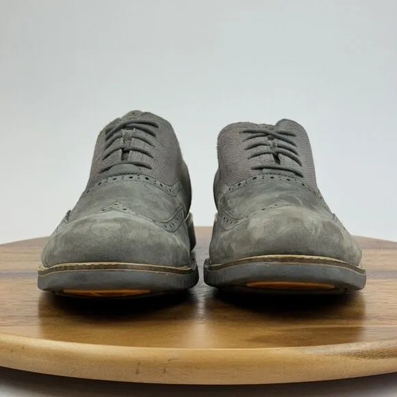 Mens Cole‎ Haan Great Jones Gray Suede Wingtip Dress Shoes Oxfords Size 12 M