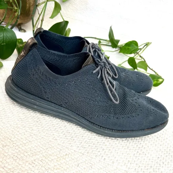 Men's Cole Haan Zerogrand Stitchlite Wingtip Oxfords Shoes Navy Blue men’s 10.5