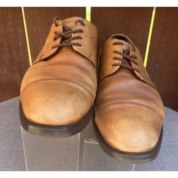 Men's Ecco Brown Leather Cap Toe Oxfords Dress/Business Shoes Size 9-9.5 EU 43