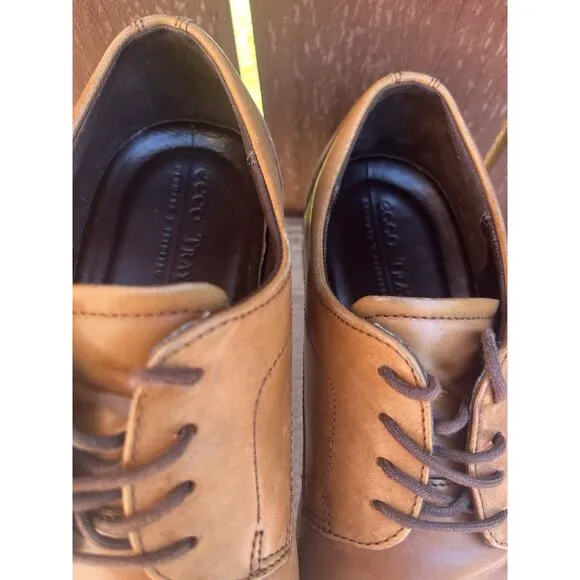 Men's Ecco Brown Leather Cap Toe Oxfords Dress/Business Shoes Size 9-9.5 EU 43