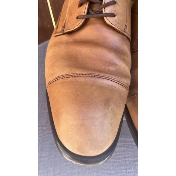 Men's Ecco Brown Leather Cap Toe Oxfords Dress/Business Shoes Size 9-9.5 EU 43