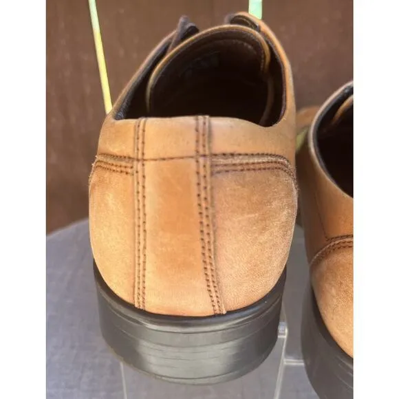 Men's Ecco Brown Leather Cap Toe Oxfords Dress/Business Shoes Size 9-9.5 EU 43