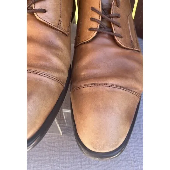 Men's Ecco Brown Leather Cap Toe Oxfords Dress/Business Shoes Size 9-9.5 EU 43