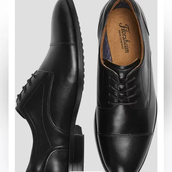 Men's Floresheim Francisco Cap-Toe Oxfords Black Leather Dress Shoes