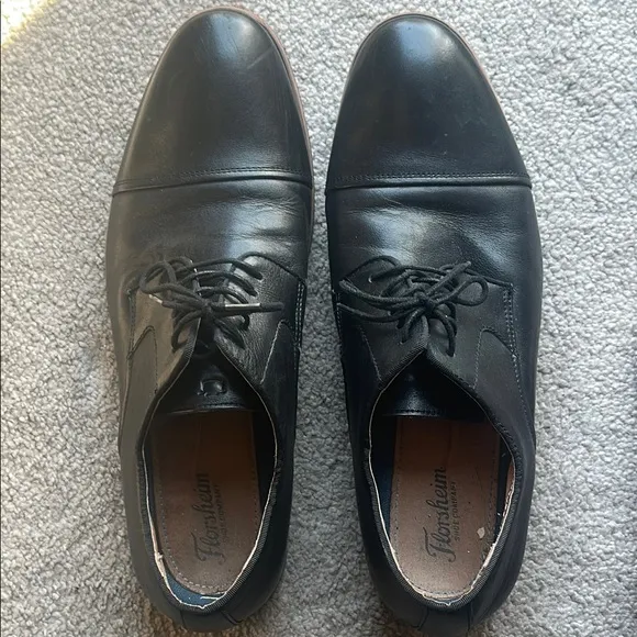 Men's Floresheim Francisco Cap-Toe Oxfords Black Leather Dress Shoes