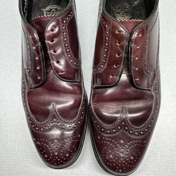 Men's Florsheim Imperial Kenmoor Longwing Oxfords Dress Shoes SZ 7.5 D Burgundy