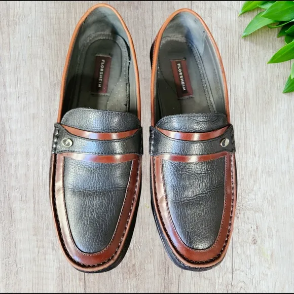 Mens‎ Florsheim Two Tone Black and Brown Leather Dress Shoe 12D
