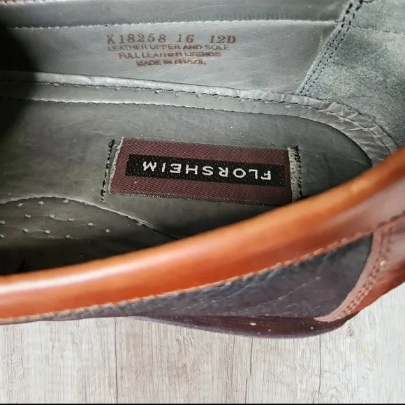 Mens‎ Florsheim Two Tone Black and Brown Leather Dress Shoe 12D