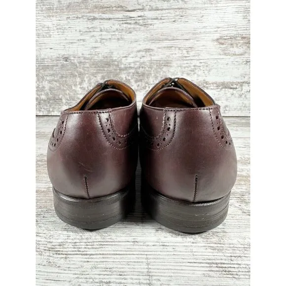 Men's Grenson Burgundy Leather Wingtip Oxfords Made In England Sz 9.5D
