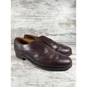 Men's Grenson Burgundy Leather Wingtip Oxfords Made In England Sz 9.5D