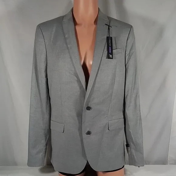 Men's J Ferrar Super Slim Fit Single Breasted Suit Jacket Grey Size: 44L- NWT