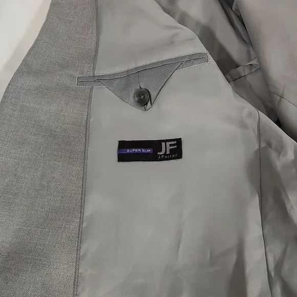 Men's J Ferrar Super Slim Fit Single Breasted Suit Jacket Grey Size: 44L- NWT