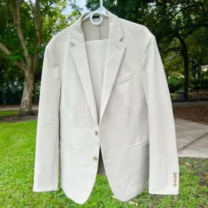 Men's JF J Ferrar 360 Washable Slim Fit Suit, Jacket &amp; Pants, Sand,  Size Large