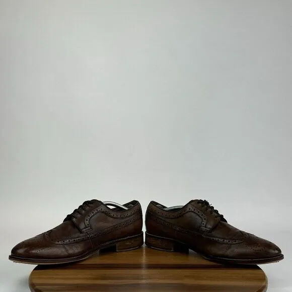 Mens Johnston &amp; Murphy Brown Leather Wingtip Eyelet Dressy Oxfords Size 12 M GUC