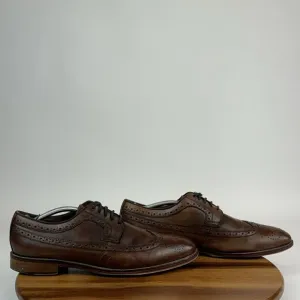 Mens Johnston &amp; Murphy Brown Leather Wingtip Eyelet Dressy Oxfords Size 12 M GUC