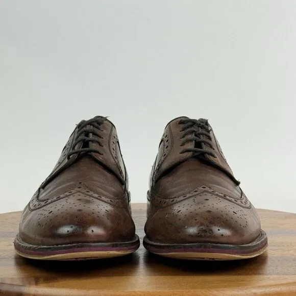 Mens Johnston &amp; Murphy Brown Leather Wingtip Eyelet Dressy Oxfords Size 12 M GUC