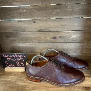 Mens Johnston &amp; Murphy J&amp;M Flex Brown Leather Plain Toe Dress Oxfords Size 8.5 D