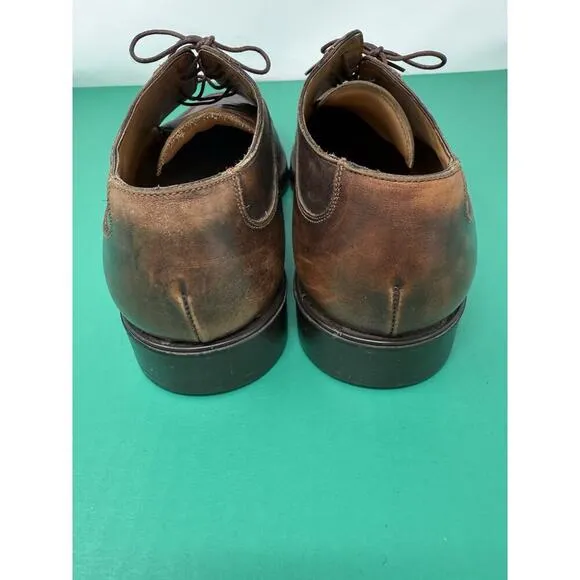 Mens Nuvola By Santoni Brown Leather Cap Toe Comfort Dress Oxfords Size 8.5