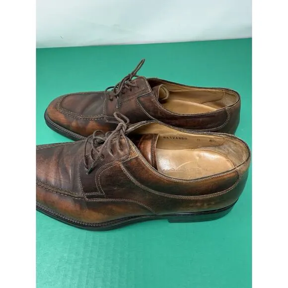 Mens Nuvola By Santoni Brown Leather Cap Toe Comfort Dress Oxfords Size 8.5