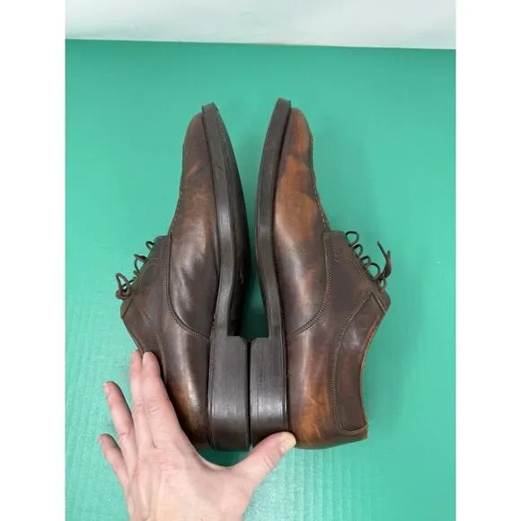 Mens Nuvola By Santoni Brown Leather Cap Toe Comfort Dress Oxfords Size 8.5