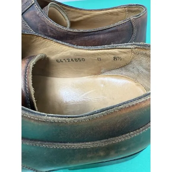 Mens Nuvola By Santoni Brown Leather Cap Toe Comfort Dress Oxfords Size 8.5