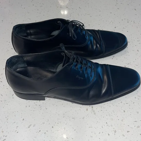 Mens Salvator Ferragamo Cap Toe Leather Oxfords, sz 7.5