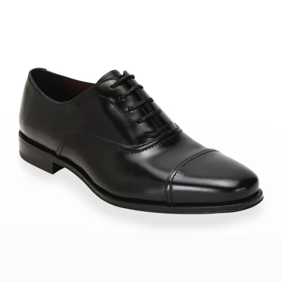 Mens Salvator Ferragamo Cap Toe Leather Oxfords, sz 7.5