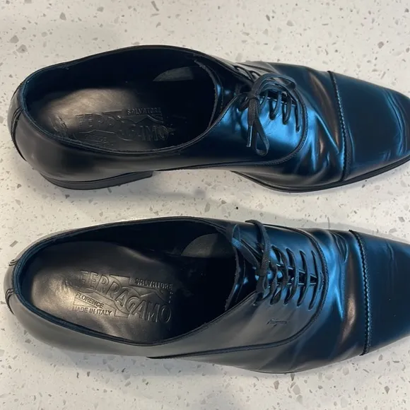 Mens Salvator Ferragamo Cap Toe Leather Oxfords, sz 7.5