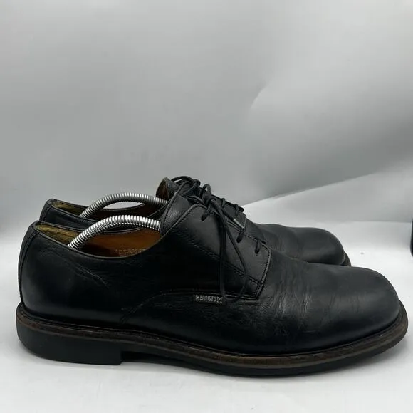 Mephisto Air Relax Cap Toe Size 11 Black Leather Oxfords Goodyear Caoutchouc