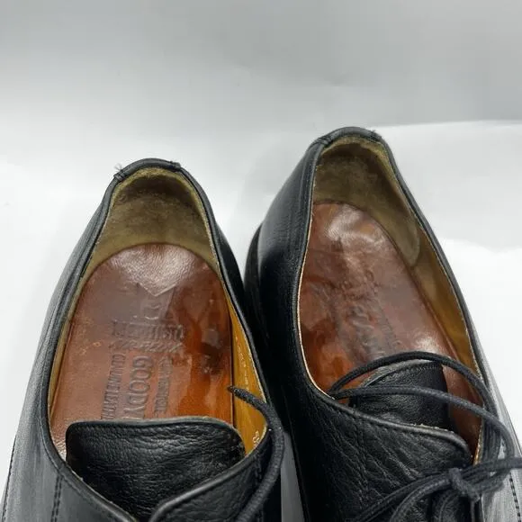 Mephisto Air Relax Cap Toe Size 11 Black Leather Oxfords Goodyear Caoutchouc