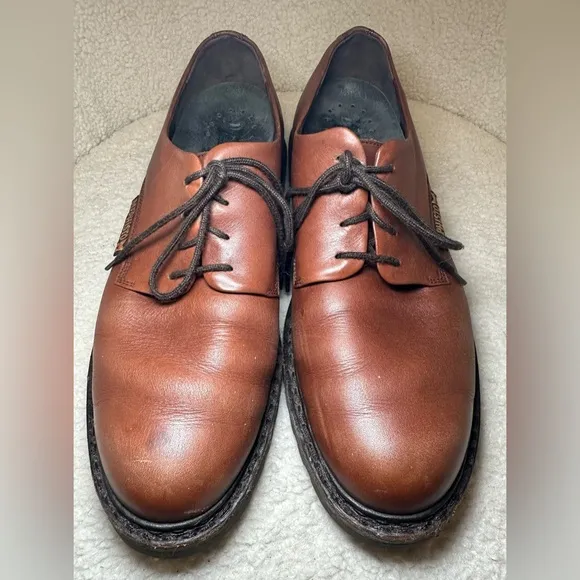 Mephisto men’s brown cognac leather oxfords shoes work office casual lace up 9