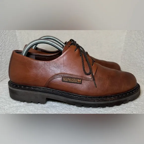 Mephisto men’s brown cognac leather oxfords shoes work office casual lace up 9