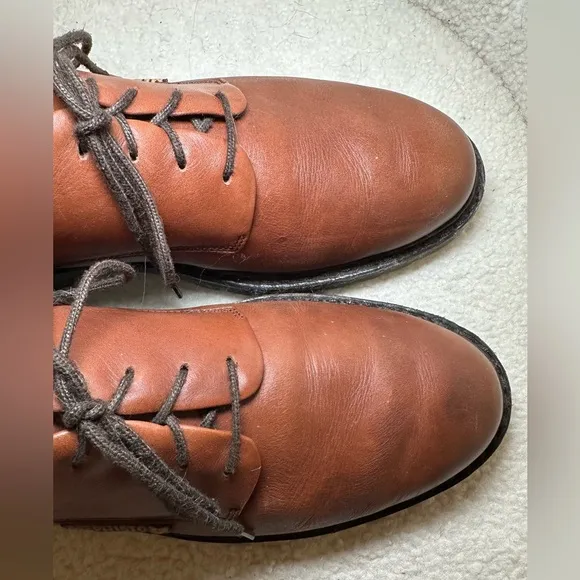 Mephisto men’s brown cognac leather oxfords shoes work office casual lace up 9