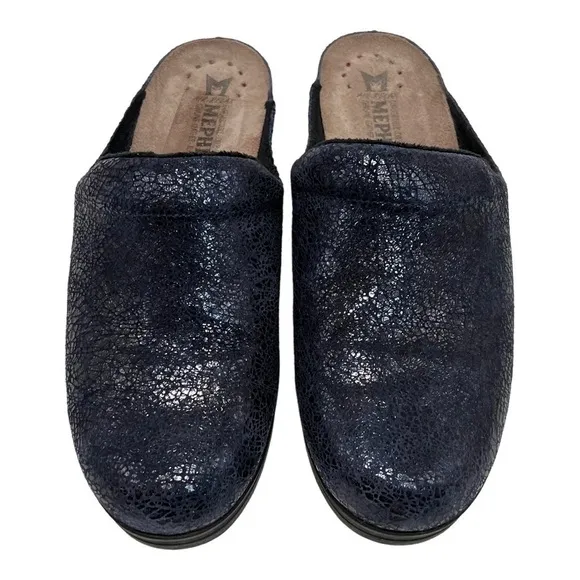 Mephisto Satty Blue Crush Leather Slip On Comfort Clogs Women’s 40