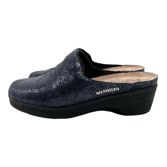 Mephisto Satty Blue Crush Leather Slip On Comfort Clogs Women’s 40