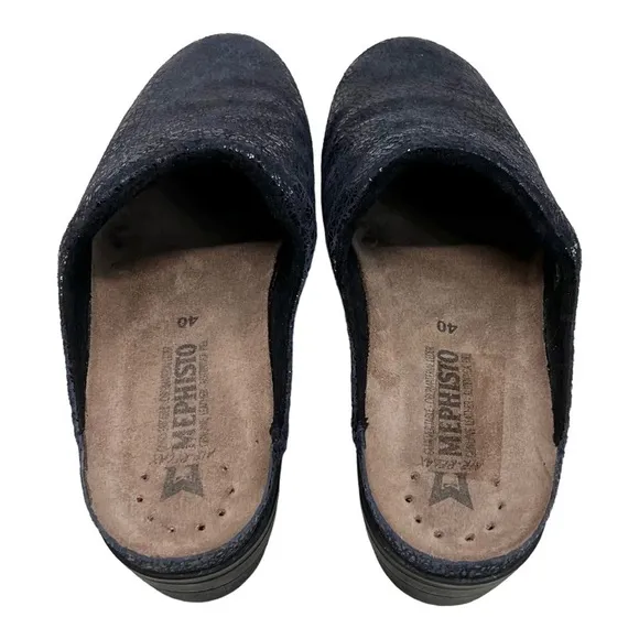 Mephisto Satty Blue Crush Leather Slip On Comfort Clogs Women’s 40