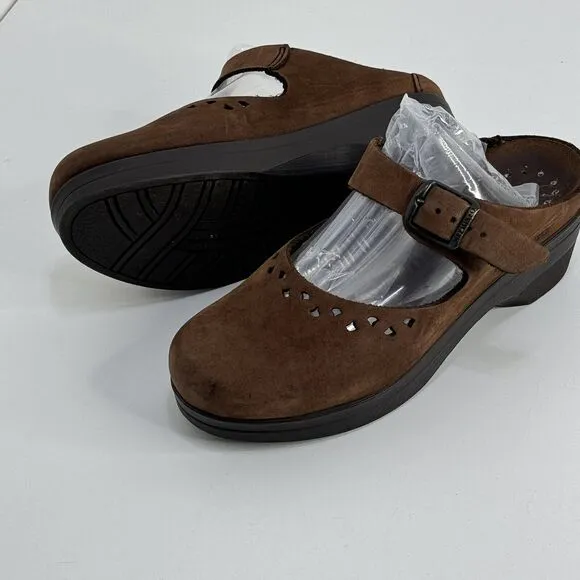 Mephisto Sz 6 Mobils Sabatina clogs Brown Leather Slip On Mary Jane Mules
