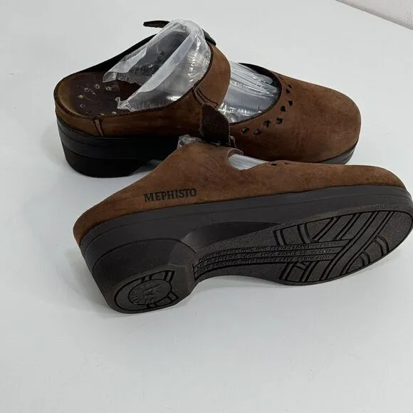 Mephisto Sz 6 Mobils Sabatina clogs Brown Leather Slip On Mary Jane Mules