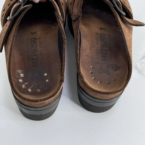 Mephisto Sz 6 Mobils Sabatina clogs Brown Leather Slip On Mary Jane Mules