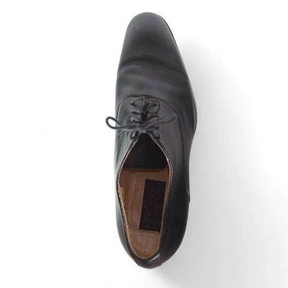 Mercanti Fiorentini 7318 Italian Made Plaid Toe Leather Oxfords Black Men's 11M