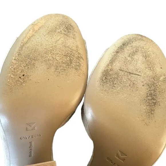 Mercedes Castillo Izar Block Heel Tan Cream Suede Mule Sandal Women's Size 6.5