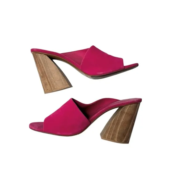 Mercedes Castillo | Izar High Asymmetrical Sandal in Fuschia Pink Suede 39