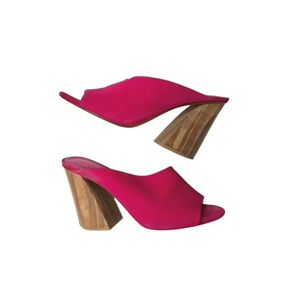 Mercedes Castillo | Izar High Asymmetrical Sandal in Fuschia Pink Suede 39