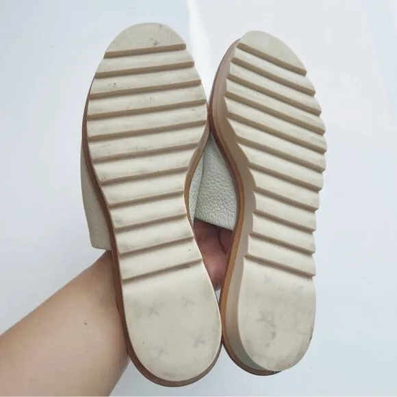 Mercedes Castillo Teah White Leather Mule Flat