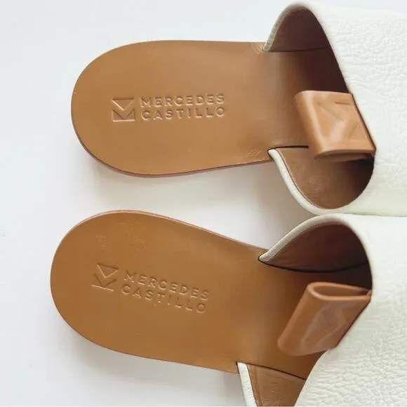 Mercedes Castillo Teah White Leather Mule Flat