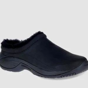 Merrell Encore Chill 2 Black Suede Mocs Slip-On Clogs Shearling Fur Lining 11 W