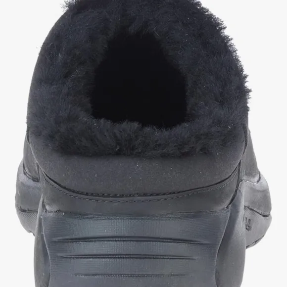 Merrell Encore Chill 2 Black Suede Mocs Slip-On Clogs Shearling Fur Lining 11 W