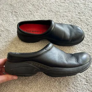 MERRELL Encore Gust Slip On Clogs Mens 10 Black Leather Casual Comfort Shoes