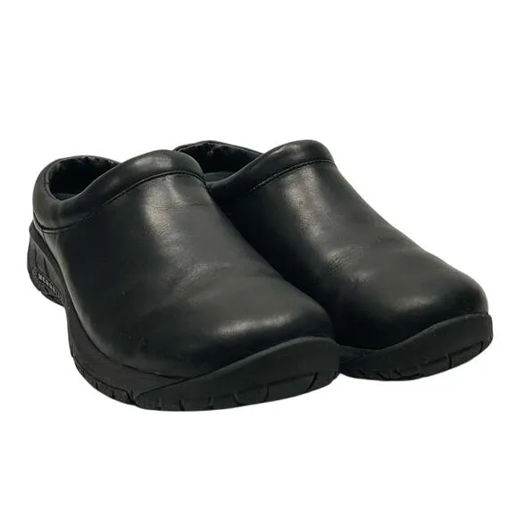 MERRELL Encore Nova 4 Leather Clogs Mules Slip On Black Womens Sz 10.5
